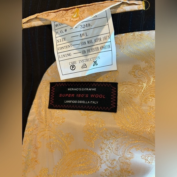 Tiglio 2pc Suit Super Merino’s Extrafine 150's SAMBUCA dual blue/gray Pinstripe - Picture 7 of 10